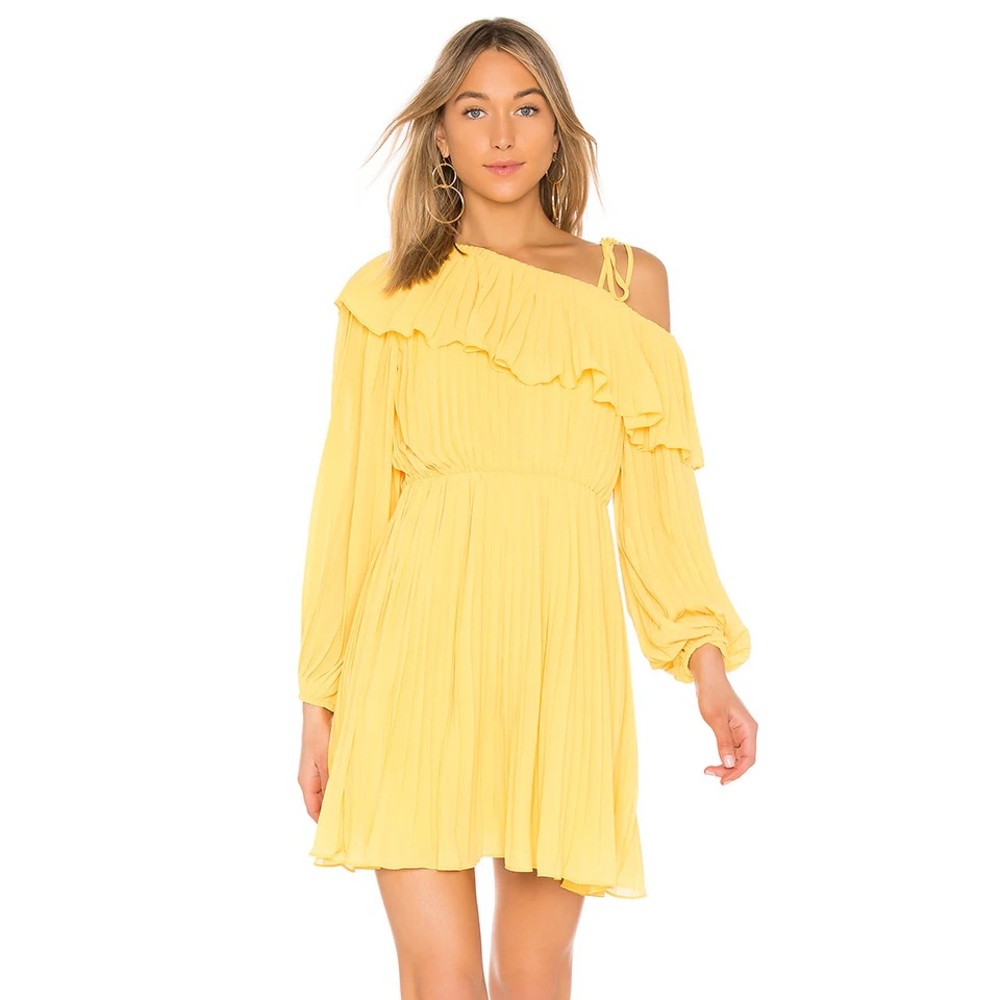 Endless Rose Yellow One-shoulder Pleated dress